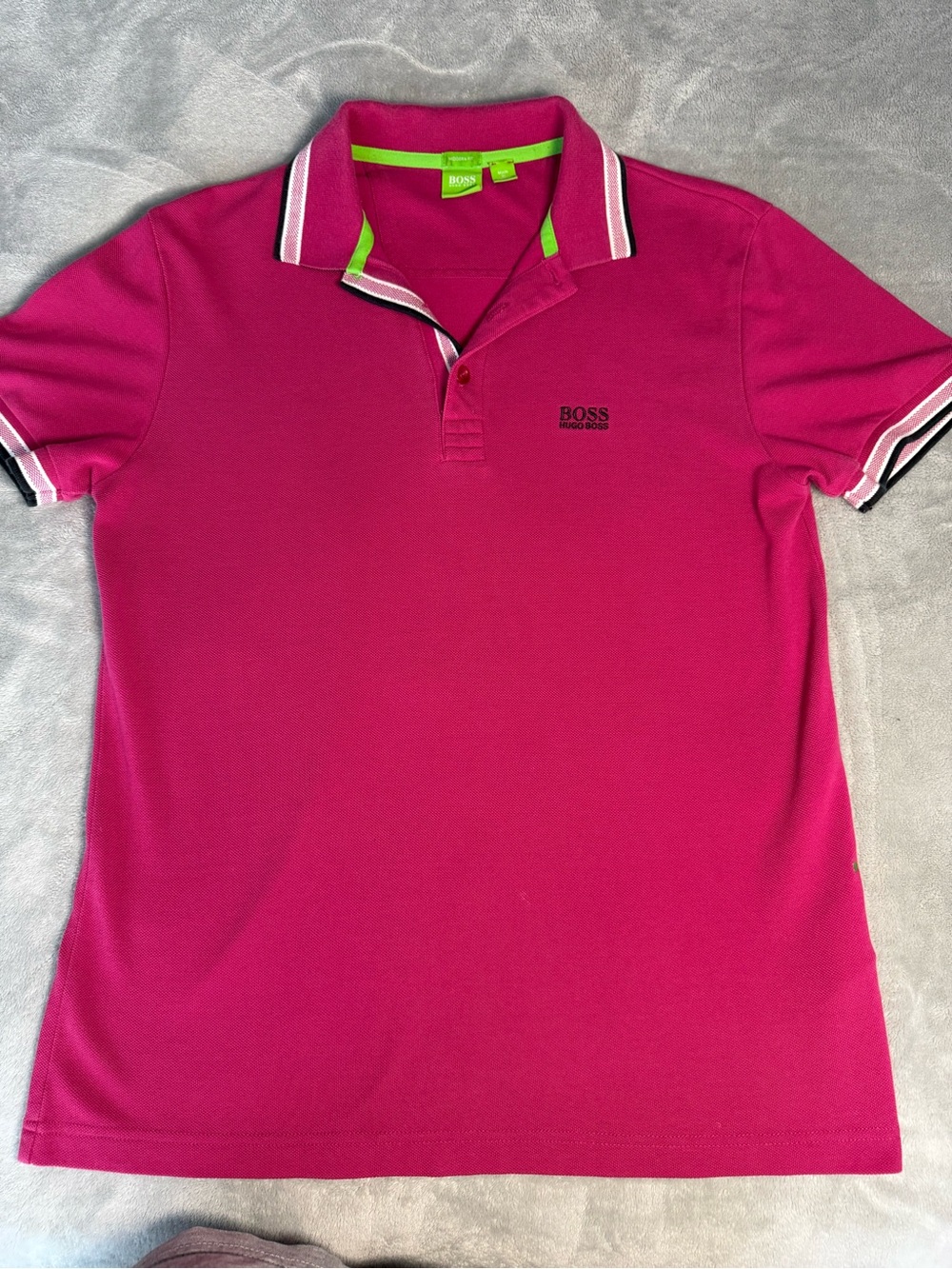 Boss Bright Pink Polo with Neon Green Trim